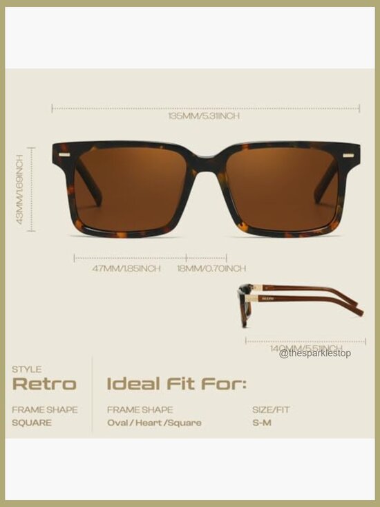 Classic Retro Square Polarized Sunglasses UV400 Large Frame Vintage Sun Shades main image 6